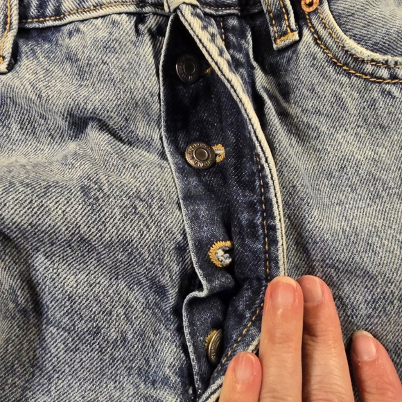 Old Navy Extra High-Rise Straight Jeans 12 Tall - Blue Distressed - Picture 3 of 8